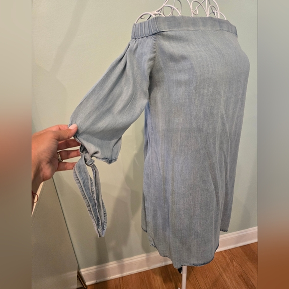 Women's Denim Off the Shoulder Dress by Mossimo, Size Medium - Picture 2 of 8